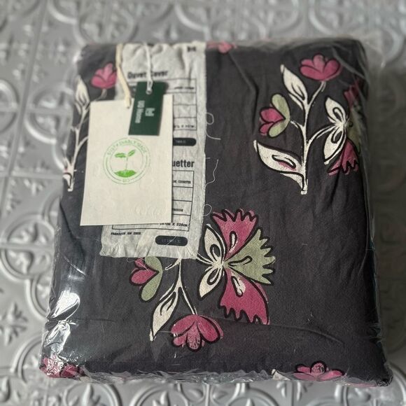 Urban Outfitters‎ Delia Duvet Cotton Cover Black Multi Twin/Twin XL - Picture 2 of 8